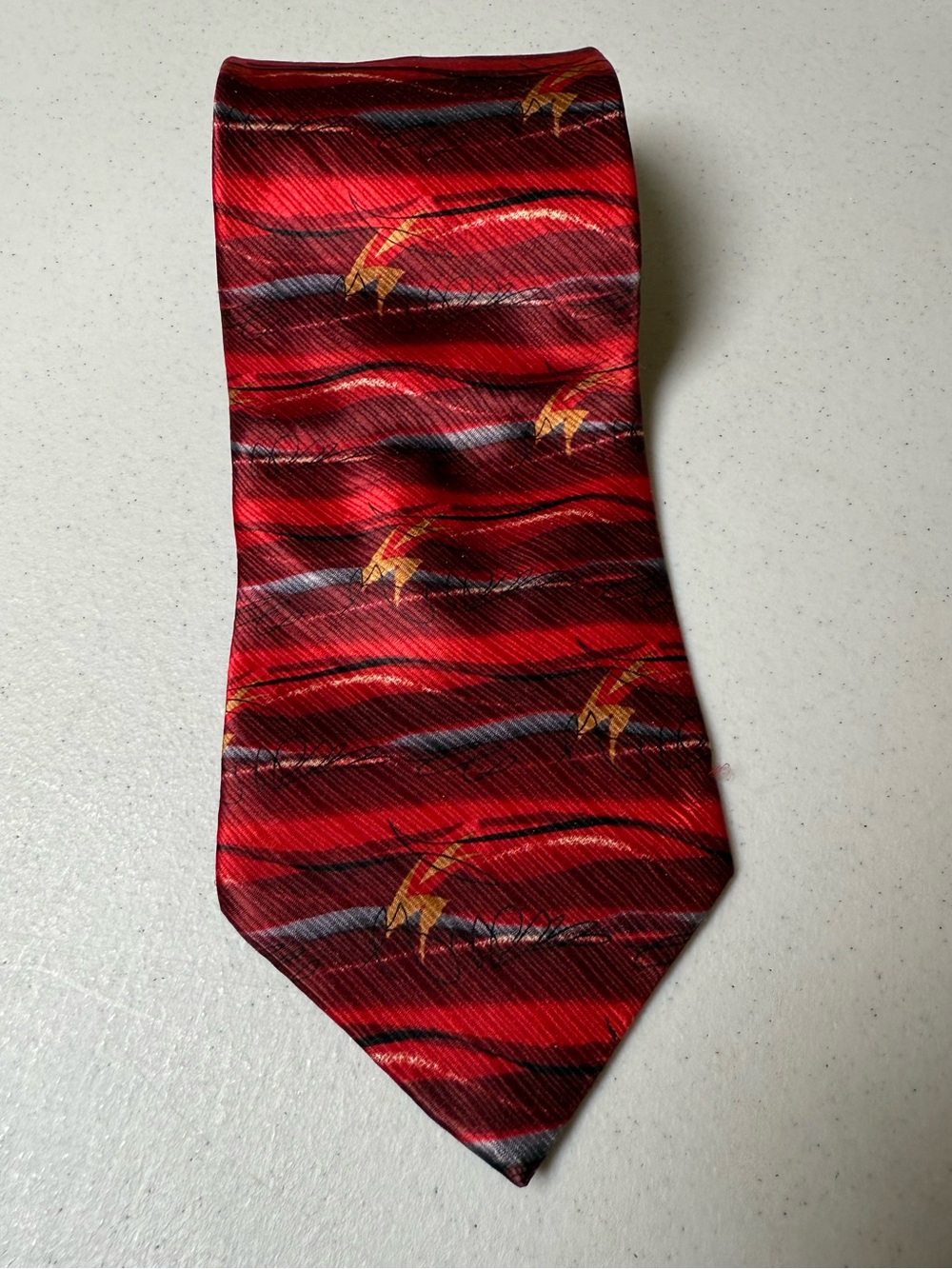 Red Patterned Men's Silk Tie